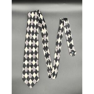 Scooby Doo Mens Neck Tie Black White Diamond Pattern Cartoon Network‎ 2001 As Is